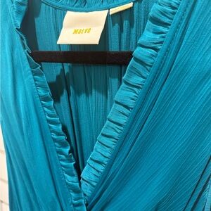Anthropologie Maeve Turquoise Ruffle Dress
